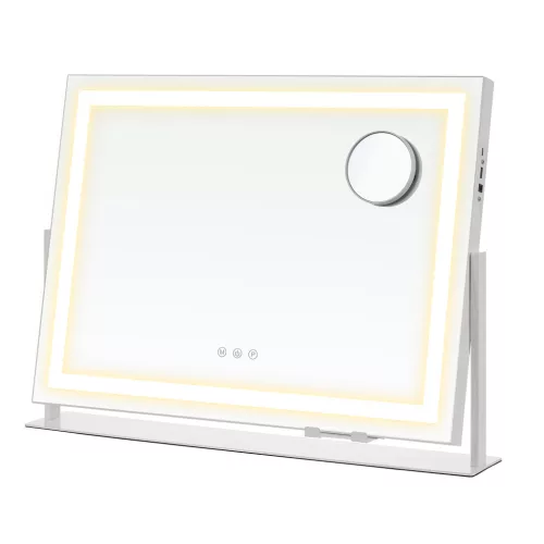 SONGMICS LWM002W02 LED-es sminktükör 15 izzóval matt fehér érintésvezérléssel
