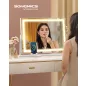  SONGMICS LWM002W02 LED-es sminktükör 15 izzóval matt fehér érintésvezérléssel
