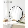 SONGMICS LWM102B01 Kerek Fali Tükör 61 cm Átmérő Alumínium Kerettel Fekete