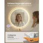   SONGMICS LED-es fürdőszobai tükör kerek fali tükör páramentesítő funkcióval állítható színhőmérséklet és fényerő 61 cm felhőfehér