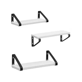   VASAGLE LWS033B14 Ipari Design Lebegő Fali Polc Szett Fehér-Fekete 3 Darabos