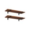 SONGMICS Retro Fali Polc Szett Barna-Fekete MDF 60 cm