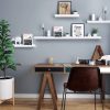 SONGMICS Lebegő Fali Polc MDF Magasfényű Fehér 110 cm