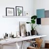 SONGMICS Lebegő Fali Polc MDF Magasfényű Fehér 110 cm