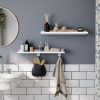 SONGMICS Magasfényű Lebegő Fali Polc Szett Fehér MDF 60 cm