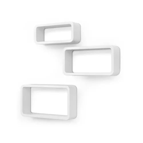 SONGMICS Lebegő Fali Polc Szett Fehér MDF 3 db-os