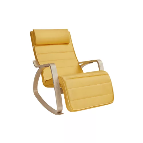 SONGMICS Comfort Hintaszék Nyírfa Állítható Lábtartóval Pasztell Sárga