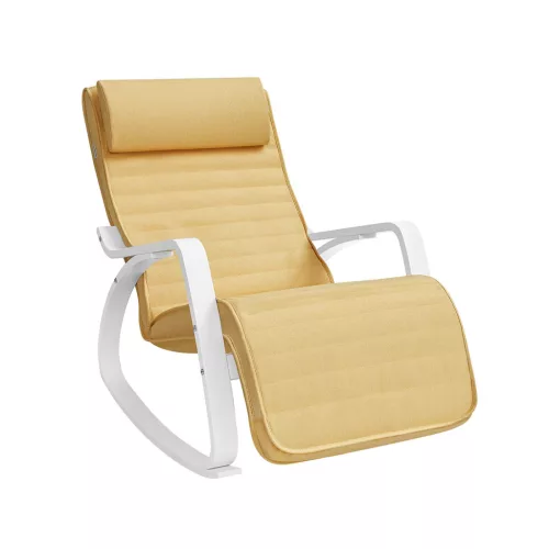 SONGMICS Comfort Hintaszék Nyírfa Állítható Lábtartóval Pasztell Sárga