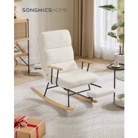   SONGMICS HOME Állítható Hintaszék Gumifa Lábakkal Krémfehér