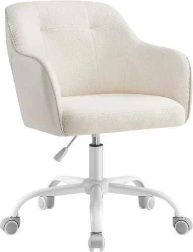 SONGMICS OBG019W01 Ergonomikus Forgószék Sherpa Szövettel Krémfehér