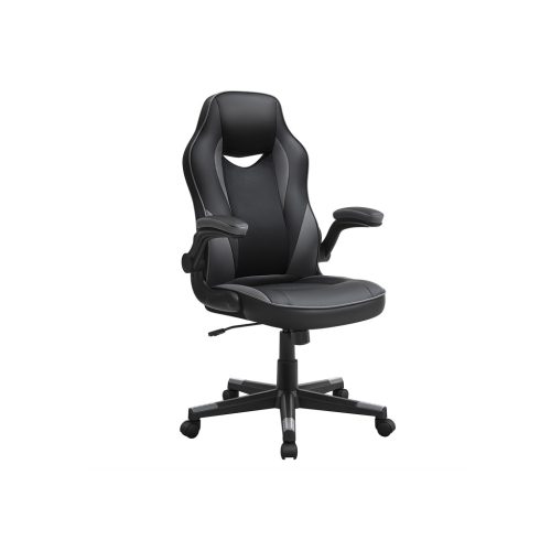 SONGMICS Ergonomikus Irodai Szék Fekete-Szürke PU Bőr Állítható Magasságú
