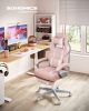 SONGMICS Ergonomikus Gamer Szék Rózsaszín-Krémfehér Állítható Lábtartóval