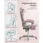   SONGMICS Ergonomikus Gamer Szék Rózsaszín-Krémfehér Állítható Lábtartóval