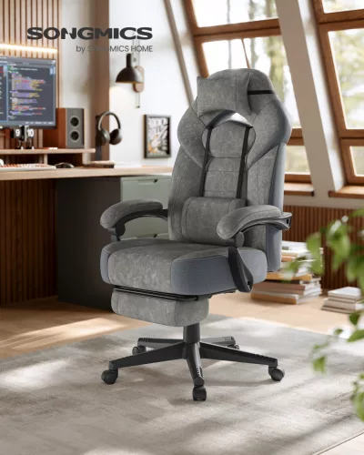 SONGMICS OBG077G01 gaming szék lábtartóval ergonomikus design palaszürke