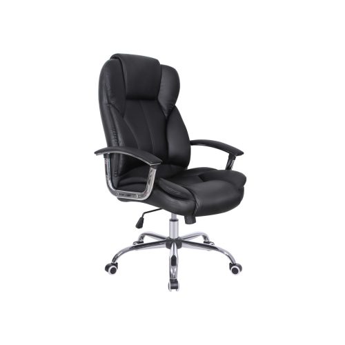 SONGMICS Executive Fekete Műbőr Irodai Szék Ergonomikus Fejtámlával