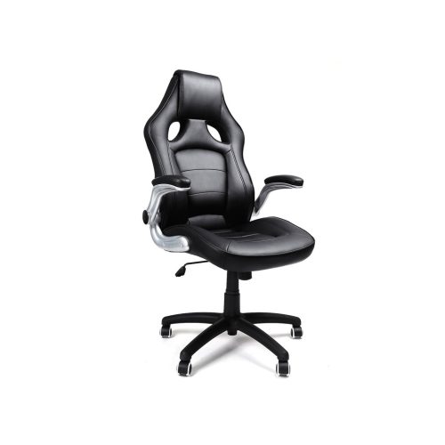 SONGMICS Sport Ergonomikus Irodai Szék Fekete Műbőr Állítható Karfával