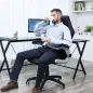   SONGMICS Sport Ergonomikus Irodai Szék Fekete Műbőr Állítható Karfával