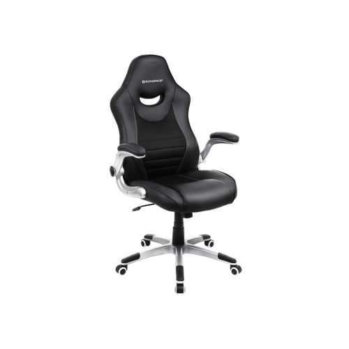 SONGMICS Ergonomikus Forgószék Felhajtható Kartámasszal Fekete