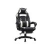 SONGMICS Racing Gamer Szék Lábtartóval Ergonomikus Fekete-Fehér