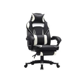   SONGMICS Racing Gamer Szék Lábtartóval Ergonomikus Fekete-Fehér