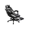 SONGMICS Racing Gamer Szék Lábtartóval Ergonomikus Fekete-Fehér
