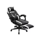   SONGMICS Racing Gamer Szék Lábtartóval Ergonomikus Fekete-Fehér