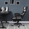 SONGMICS Racing Gamer Szék Lábtartóval Ergonomikus Fekete-Fehér