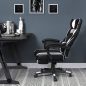 SONGMICS Racing Gamer Szék Lábtartóval Ergonomikus Fekete-Fehér