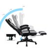 SONGMICS Racing Gamer Szék Lábtartóval Ergonomikus Fekete-Fehér