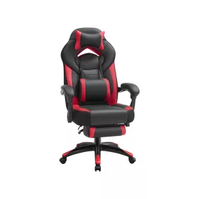   SONGMICS OBG77BR ergonomikus gamer irodai szék lábtartóval fekete-piros