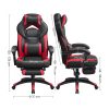 SONGMICS OBG77BR ergonomikus gamer irodai szék lábtartóval fekete-piros