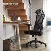 SONGMICS Ergonomikus Hálós Irodai Szék Állítható Deréktámasszal Fekete