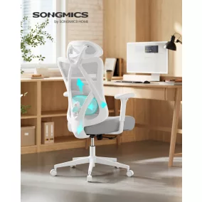   SONGMICS ergonomikus irodai szék hálós háttámlával állítható deréktámasszal és fejtámlával galambszürke