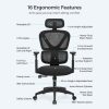SONGMICS OBN064B01 Ergonomikus Hálós Irodai Szék Állítható Deréktámasszal Fekete