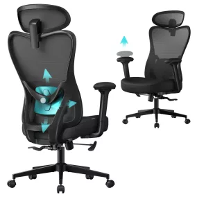   SONGMICS OBN066BH01 ergonomikus irodai szék állítható fejtámlával és deréktámasszal tintafekete