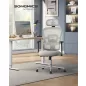   SONGMICS Ergonomikus Irodai Szék Hálós Háttámlával Fehér-Szürke