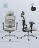 SONGMICS Ergonomikus Irodai Szék Hálós Háttámlával Fehér-Szürke