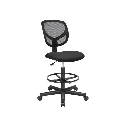 SONGMICS Ergonomikus Háló Rajzszék Fekete Lábtartóval