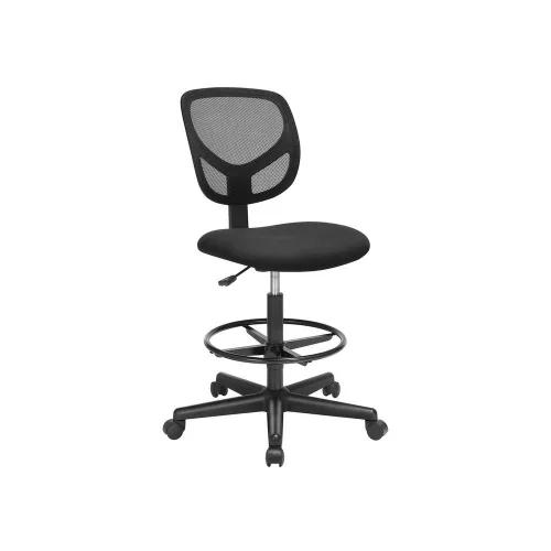 SONGMICS Ergonomikus Háló Rajzszék Fekete Lábtartóval