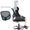 SONGMICS Ergonomikus Háló Rajzszék Fekete Lábtartóval