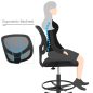 SONGMICS Ergonomikus Háló Rajzszék Fekete Lábtartóval
