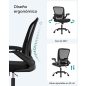 SONGMICS Ergonomikus Irodai Szék Hálós Háttámlával Fekete