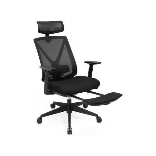 SONGMICS Ergonomikus Irodai Szék Lábtartóval Fekete