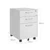 SONGMICS Mobil Irodai Görgős Konténer Zárható 3 Fiókos Acél Fehér