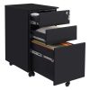 SONGMICS Mobil Irodai Görgős Irattartó Szekrény Fekete Acél 3 Fiókos Zárható