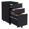 SONGMICS Mobil Irodai Görgős Irattartó Szekrény Fekete Acél 3 Fiókos Zárható