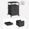 VASAGLE Mobil Irodai Görgős Szekrény Fekete Acélvázas