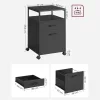 VASAGLE Mobil Irodai Görgős Szekrény Fekete Acélvázas