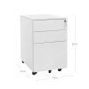 SONGMICS Mobil Acél Irattartó Szekrény 3 Fiókkal Zárható Fehér