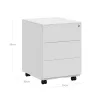 SONGMICS Mobil Acél Irattartó Szekrény 3 Fiókos Zárható Fehér